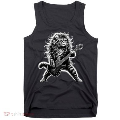 Rock And Roll Cat Playing Guitar Tank Top