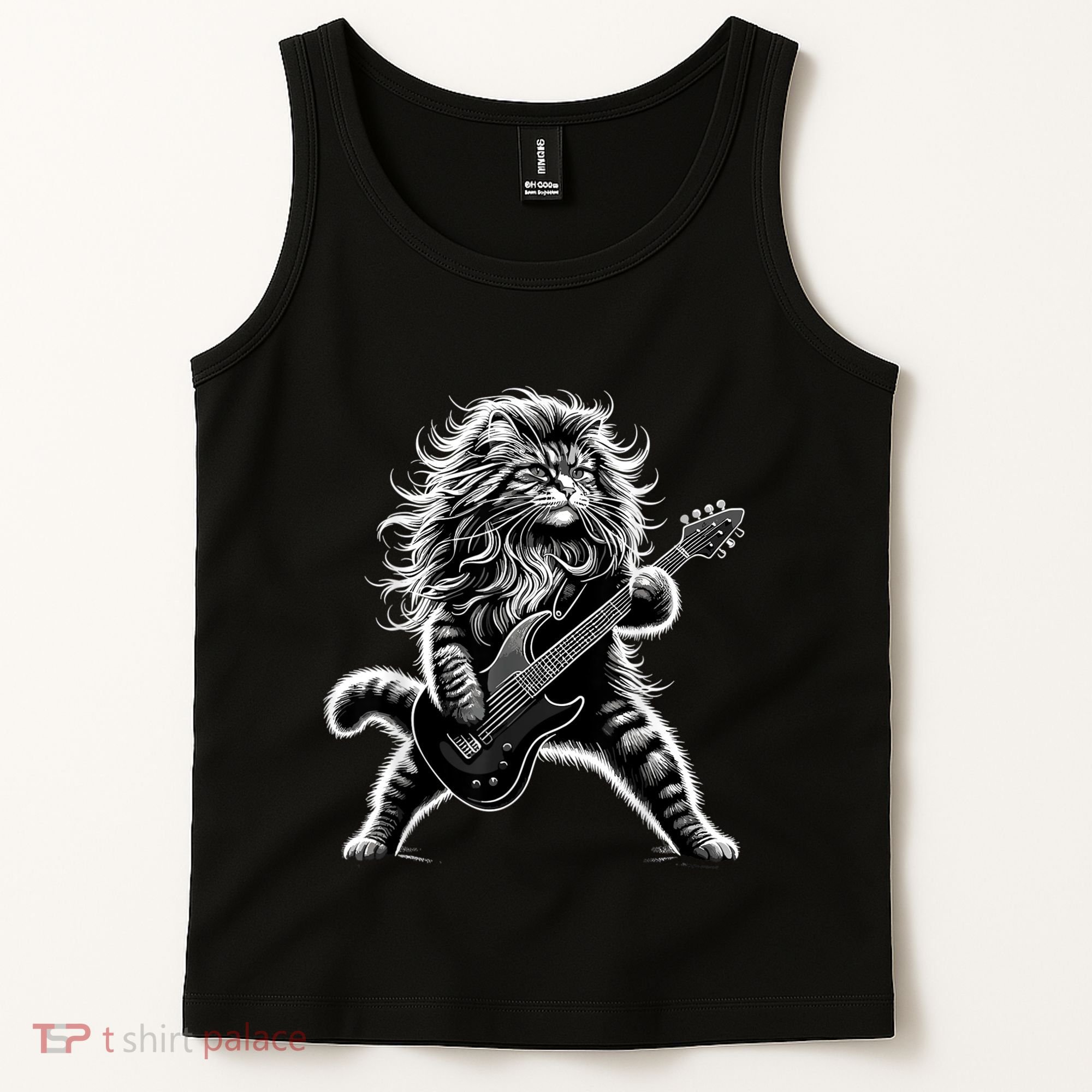 Rock And Roll Cat Playing Guitar Tank Top