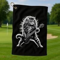 Rock And Roll Cat Playing Guitar Golf Towel thumb 1