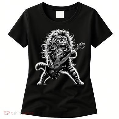 Rock And Roll Cat Playing Guitar Women's T-Shirt