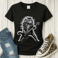 Rock And Roll Cat Playing Guitar Women's T-Shirt thumb 3