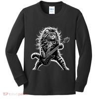 Rock And Roll Cat Playing Guitar Kids Long Sleeve Shirt thumb 0