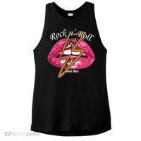 Rock And Roll Never Dies Lips Ladies PosiCharge Tri-Blend Wicking Tank thumb 0
