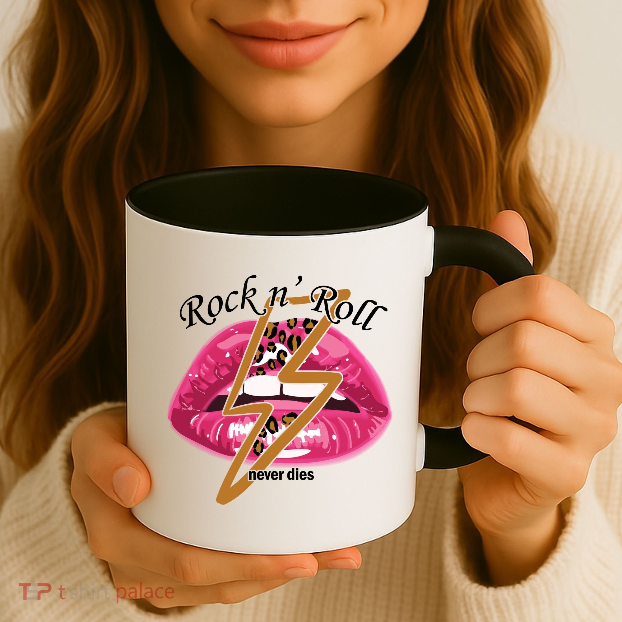 Rock And Roll Never Dies Lips Coffee Mug