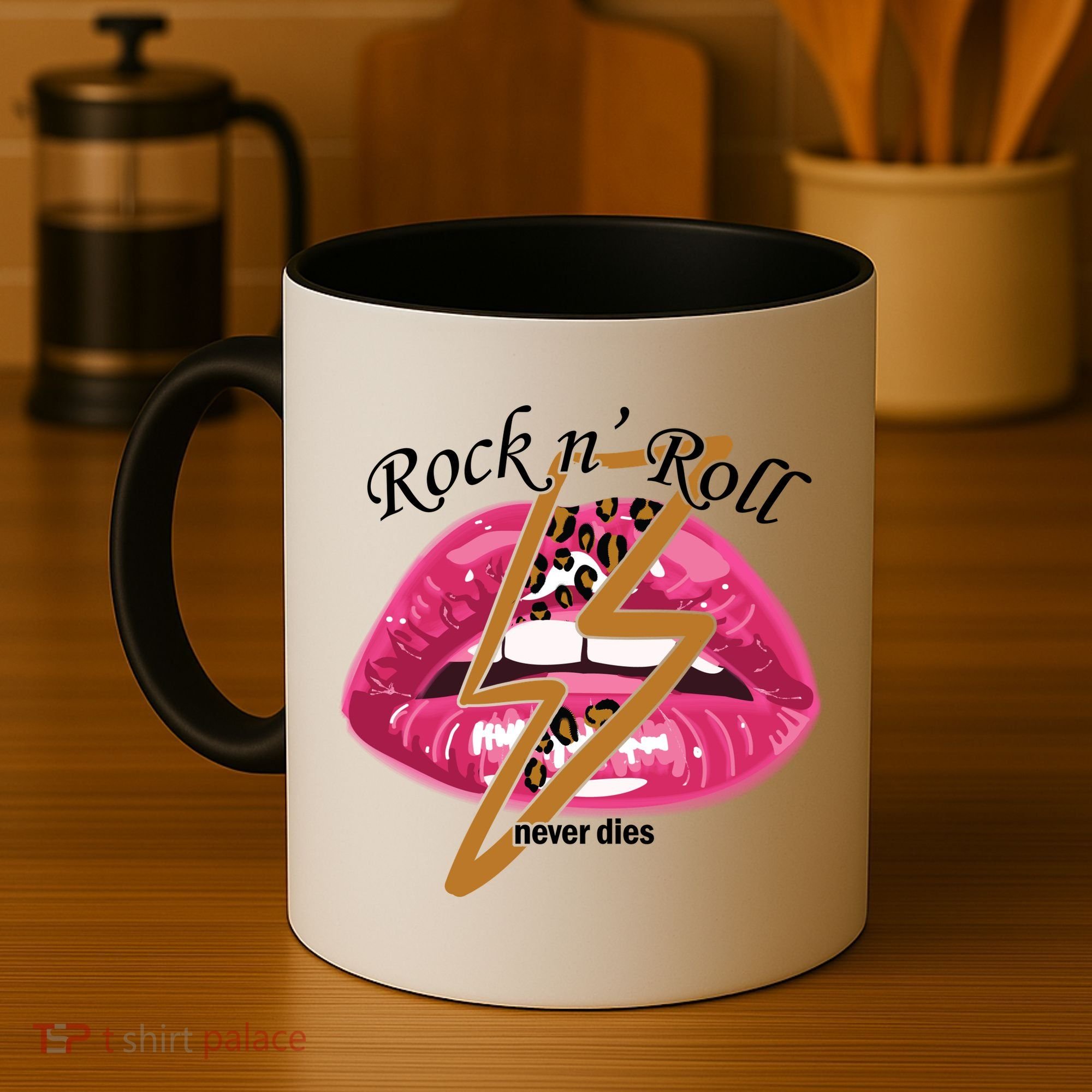 Rock And Roll Never Dies Lips Coffee Mug