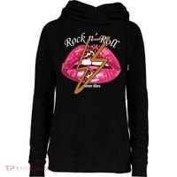 Rock And Roll Never Dies Lips Womens Funnel Neck Pullover Hood thumb 0