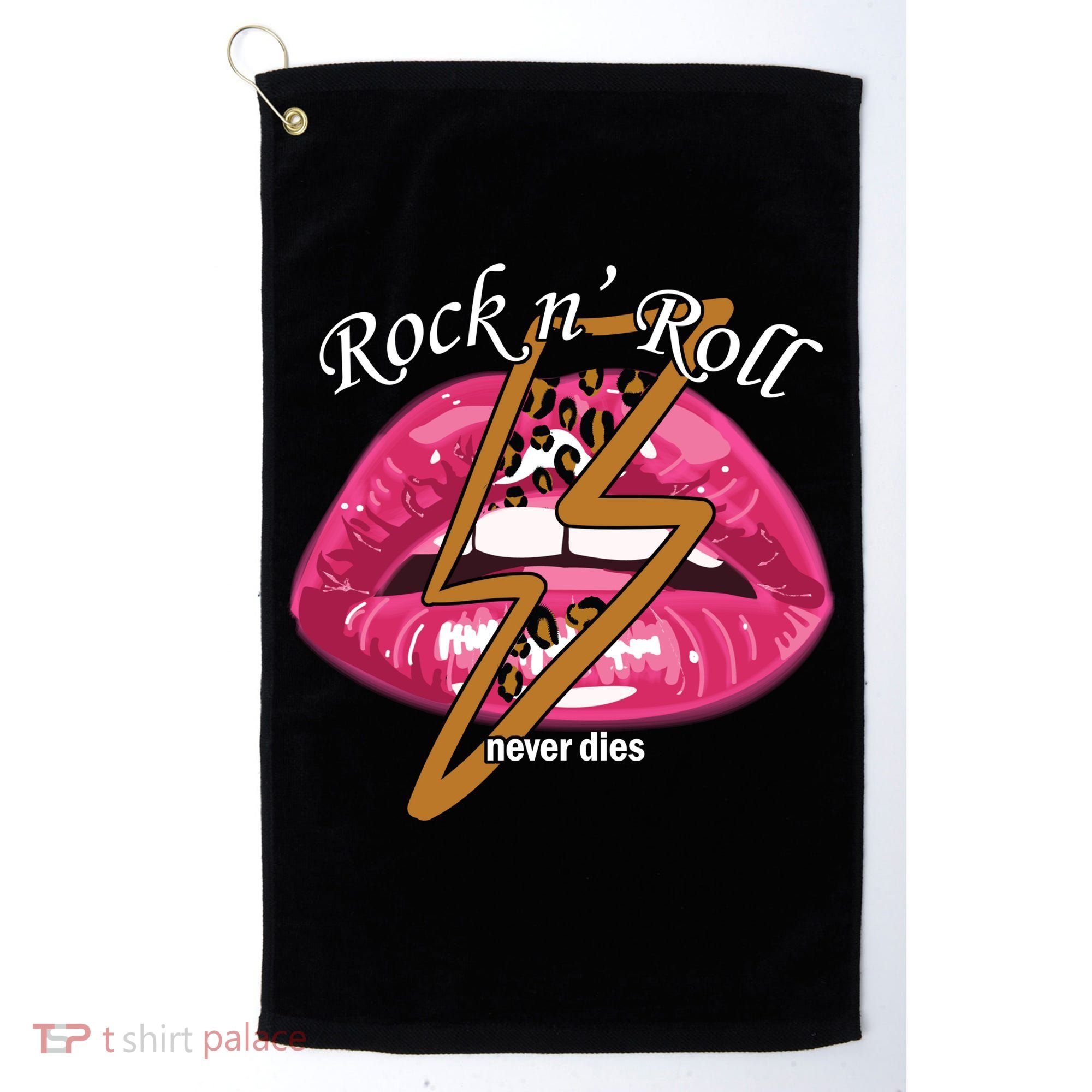 Rock And Roll Never Dies Lips Golf Towel
