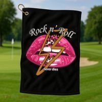 Rock And Roll Never Dies Lips Golf Towel thumb 1
