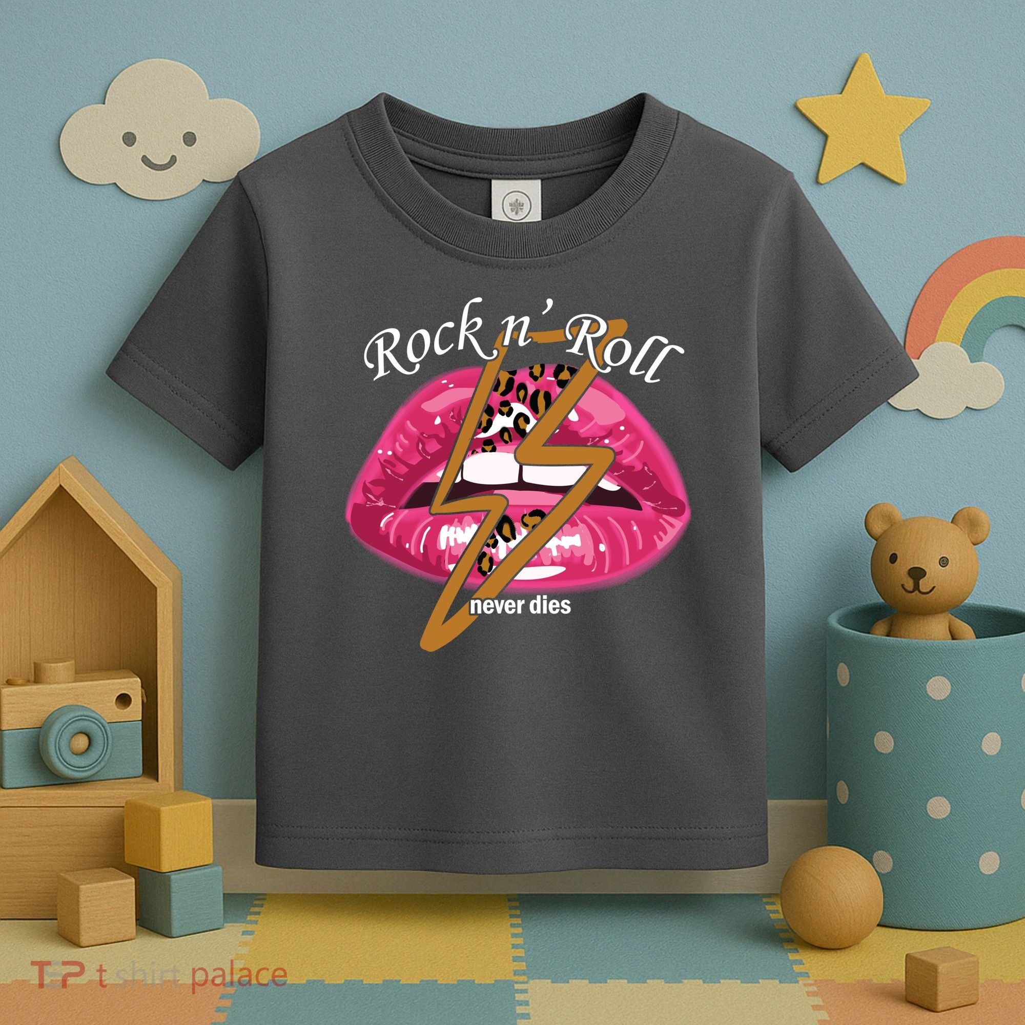 Rock And Roll Never Dies Lips Toddler T-Shirt