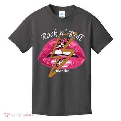 Rock And Roll Never Dies Lips Kids T-Shirt