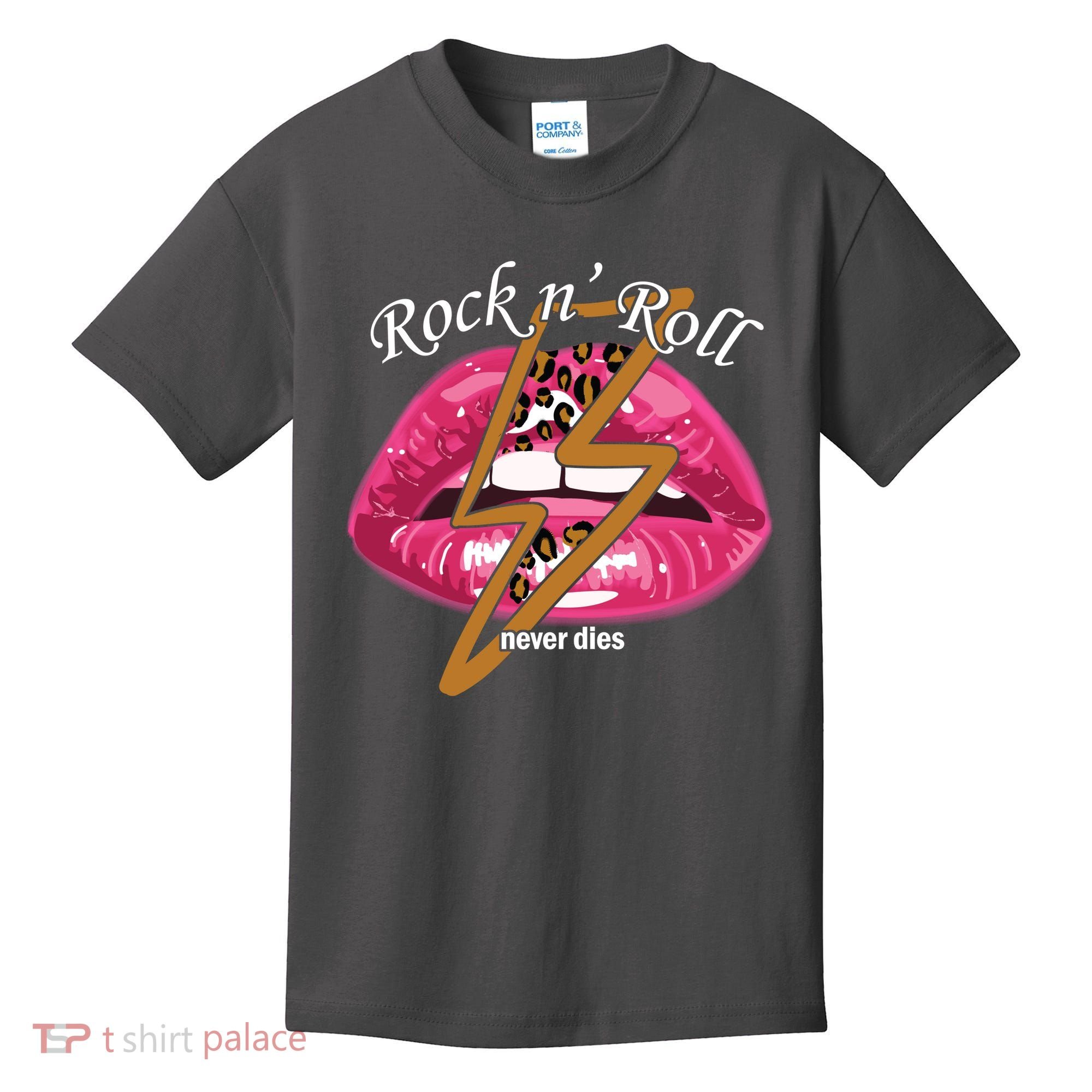 Rock And Roll Never Dies Lips Kids T-Shirt