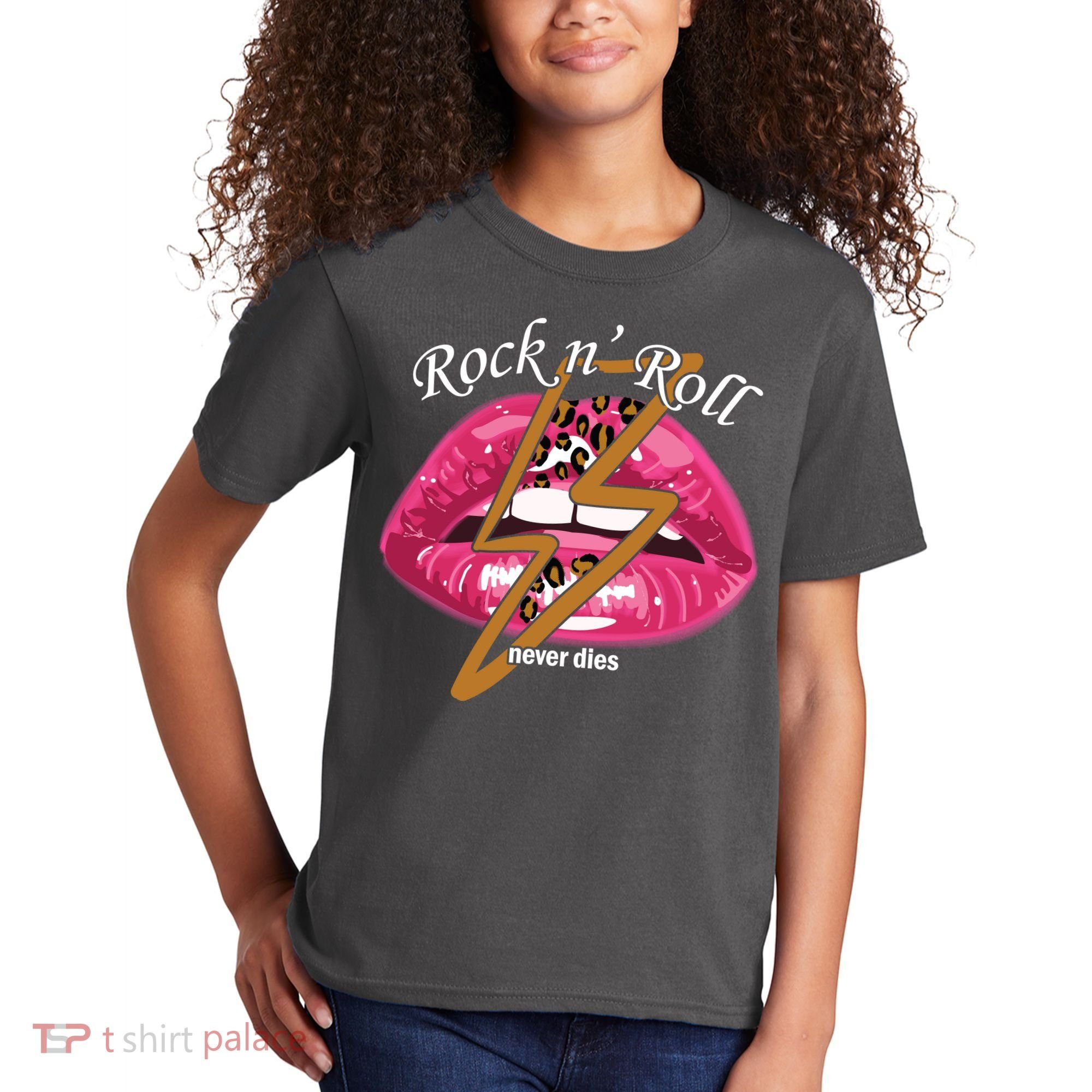 Rock And Roll Never Dies Lips Kids T-Shirt