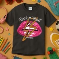 Rock And Roll Never Dies Lips Kids T-Shirt thumb 3