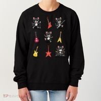 Rock And Roll Rock Cat Band Funny Cat Guitar Women's Sweatshirt thumb 0