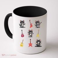 Rock And Roll Rock Cat Band Funny Cat Guitar Coffee Mug thumb 0