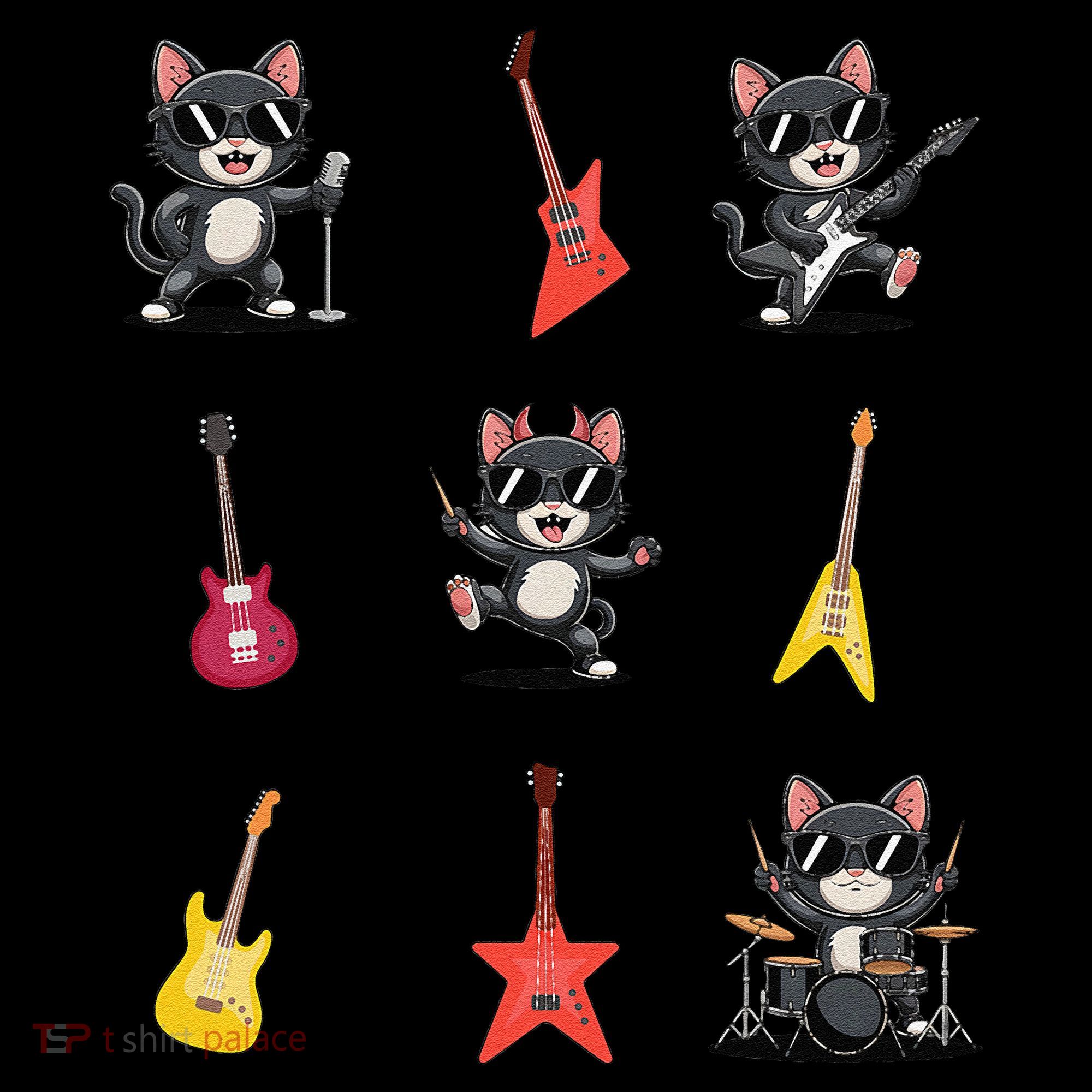 Rock And Roll Rock Cat Band Funny Cat Guitar Coffee Mug