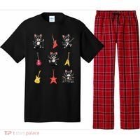 Rock And Roll Rock Cat Band Funny Cat Guitar Pajama Set thumb 0