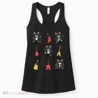Rock And Roll Rock Cat Band Funny Cat Guitar Women's Tank Top thumb 0
