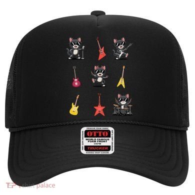 Rock And Roll Rock Cat Band Funny Cat Guitar Hat