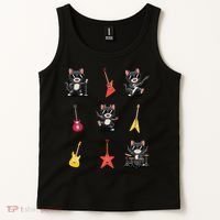 Rock And Roll Rock Cat Band Funny Cat Guitar Tank Top thumb 2
