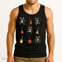Rock And Roll Rock Cat Band Funny Cat Guitar Tank Top thumb 3