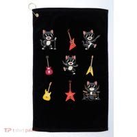 Rock And Roll Rock Cat Band Funny Cat Guitar Golf Towel thumb 0
