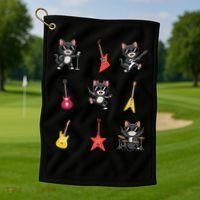Rock And Roll Rock Cat Band Funny Cat Guitar Golf Towel thumb 1