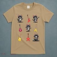 Rock And Roll Rock Cat Band Funny Cat Guitar T-Shirt thumb 5