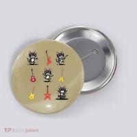Rock And Roll Rock Cat Band Funny Cat Guitar Button thumb 0