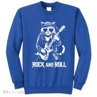 Rock And Roll Funny Cat Playing Bass Guitar Bassist Gift Sweatshirt thumb 0