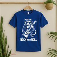 Rock And Roll Funny Cat Playing Bass Guitar Bassist Gift T-Shirt thumb 2