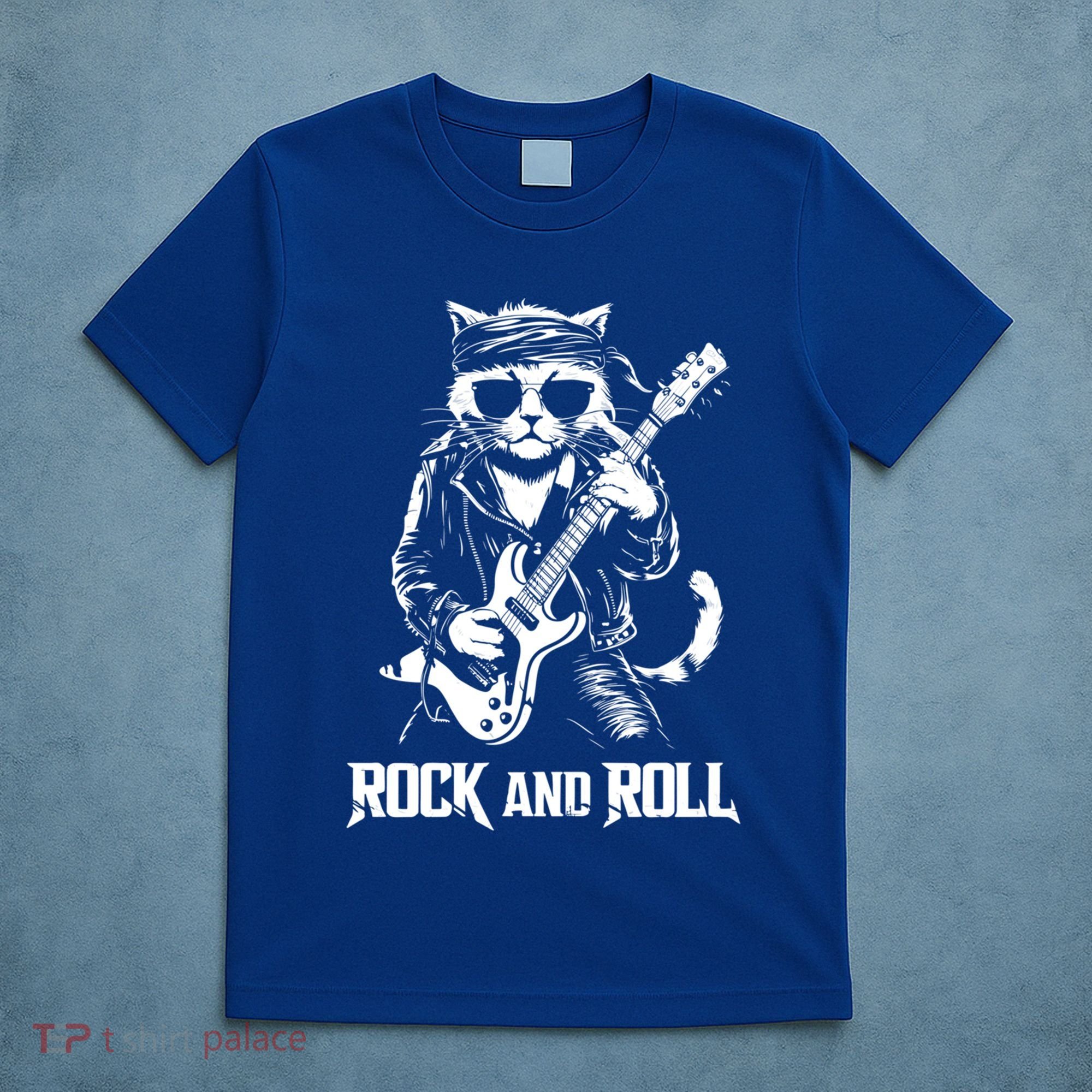 Rock And Roll Funny Cat Playing Bass Guitar Bassist Gift T-Shirt