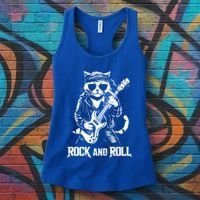 Rock And Roll Funny Cat Playing Bass Guitar Bassist Gift Women's Tank Top thumb 3