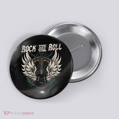 Rock And Roll Guitar Vintage Rock Music Button