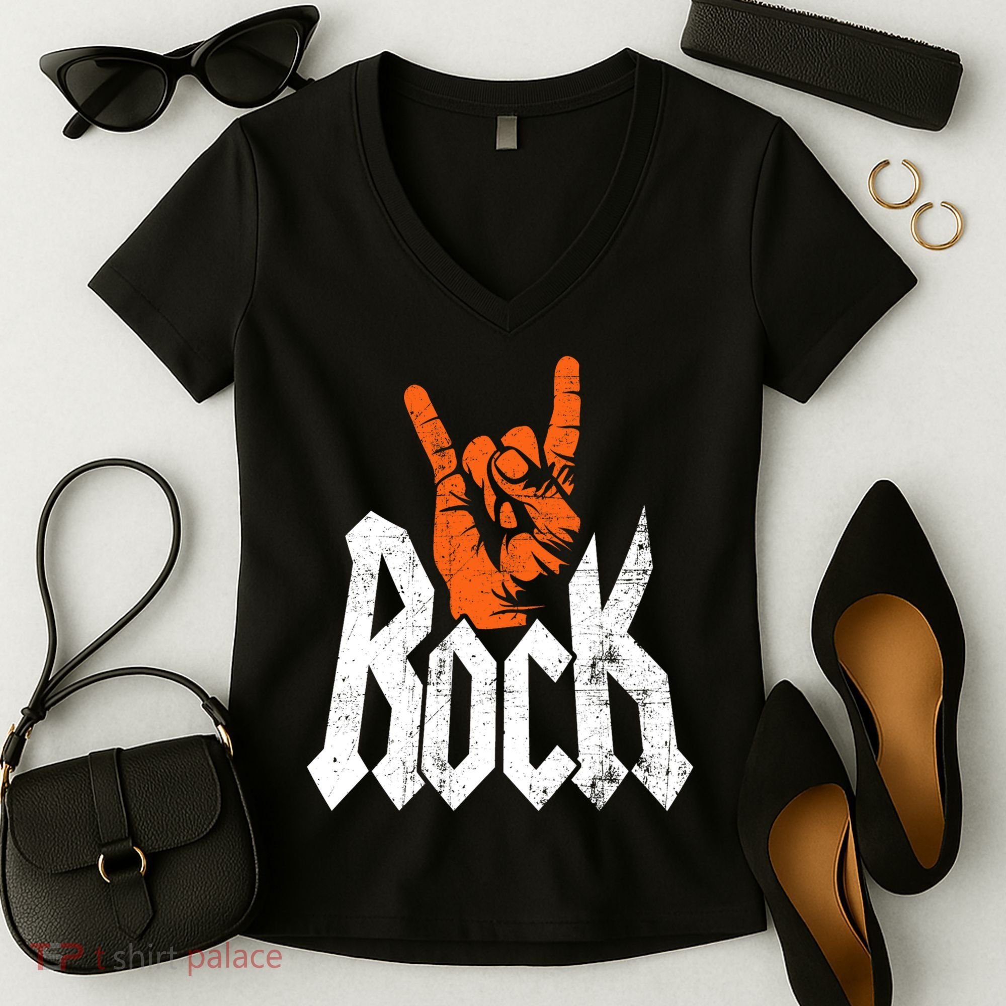 Rock And Roll Rock Music Rock Music Lover Women's V-Neck T-Shirt