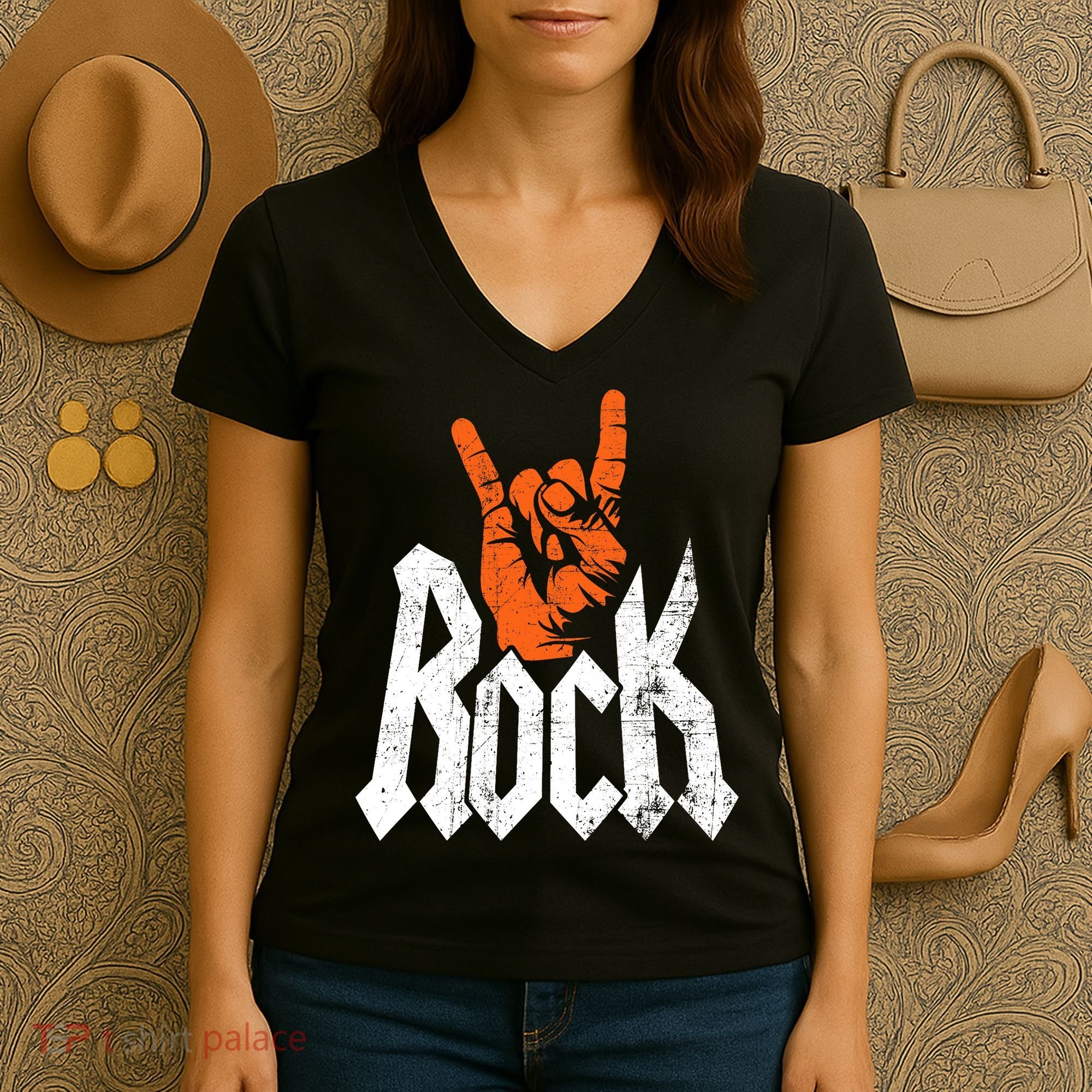 Rock And Roll Rock Music Rock Music Lover Women's V-Neck T-Shirt