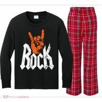 Rock And Roll Rock Music Rock Music Lover Kids Long Sleeve Plaid Pajama Set thumb 0