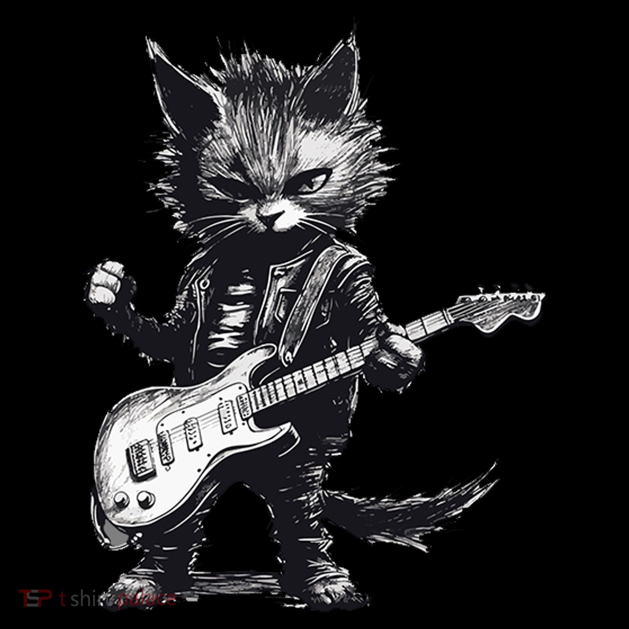 Rock And Roll Cat Guitar Toddler Hoodie