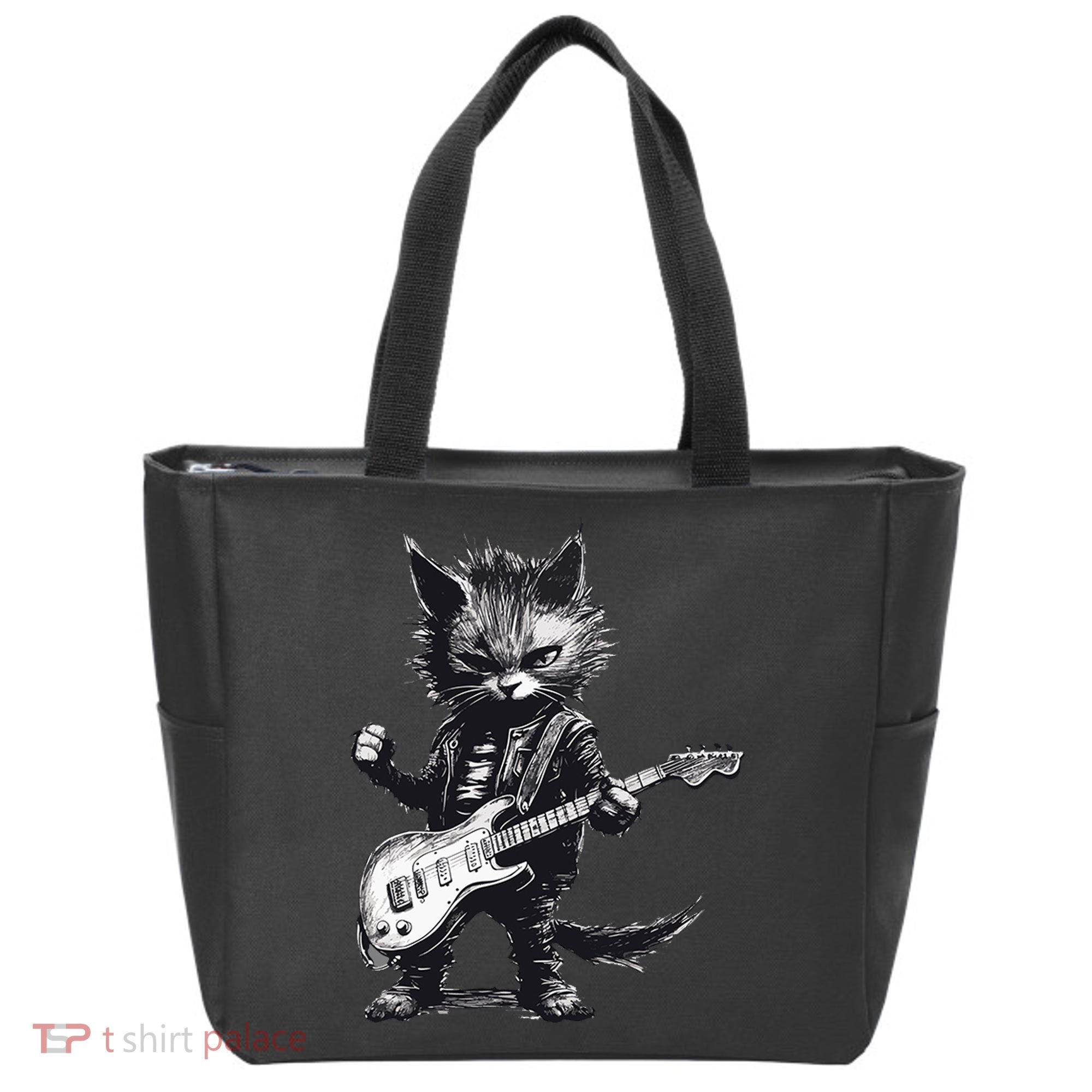 Rock And Roll Cat Guitar Tote Bag
