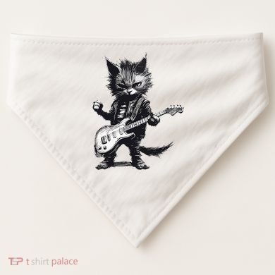 Rock And Roll Cat Guitar USA-Made Doggie Bandana