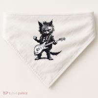 Rock And Roll Cat Guitar USA-Made Doggie Bandana thumb 0