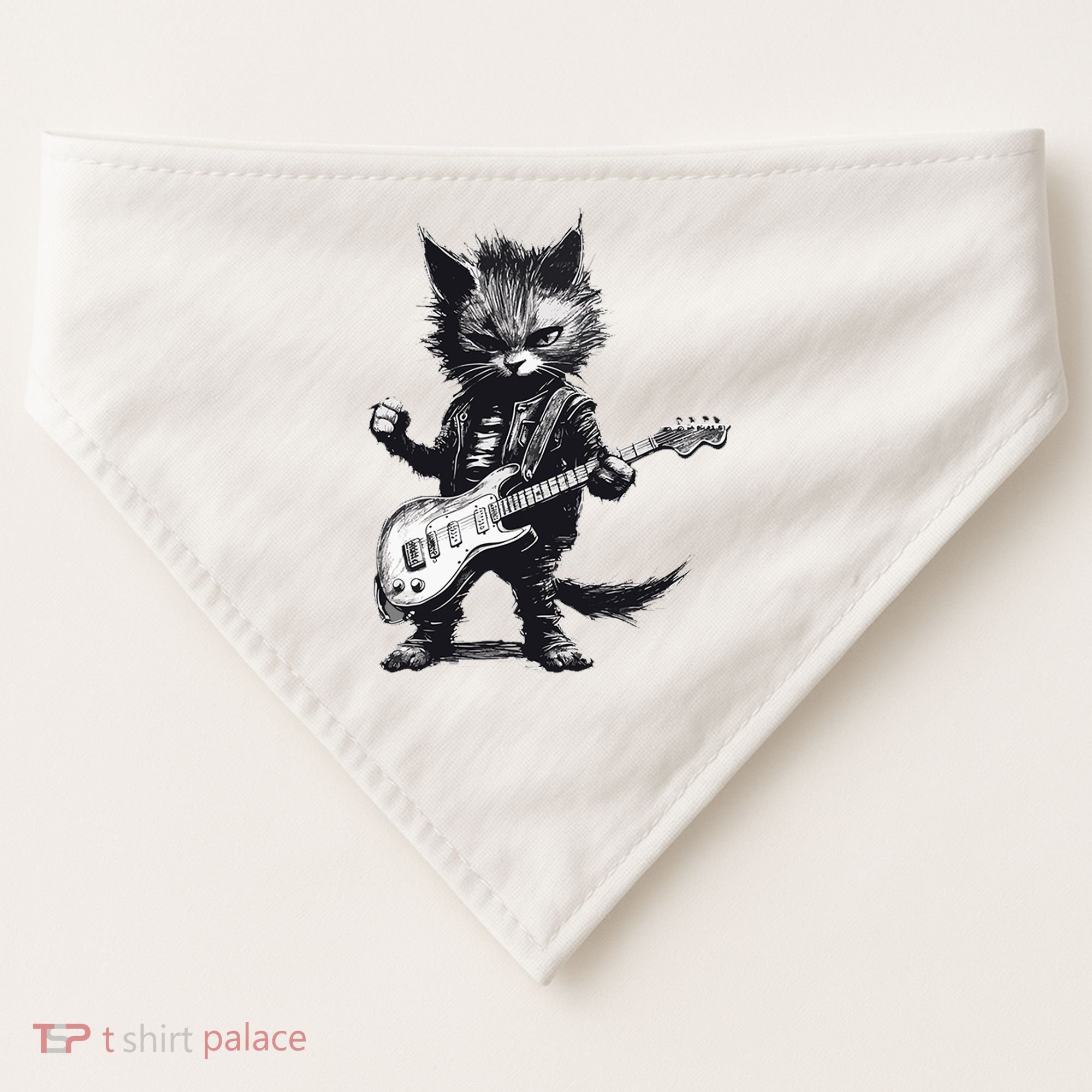 Rock And Roll Cat Guitar USA-Made Doggie Bandana
