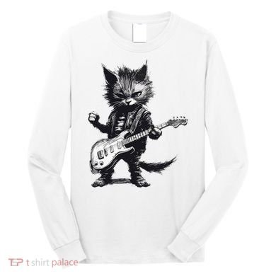 Rock And Roll Cat Guitar Long Sleeve Shirt