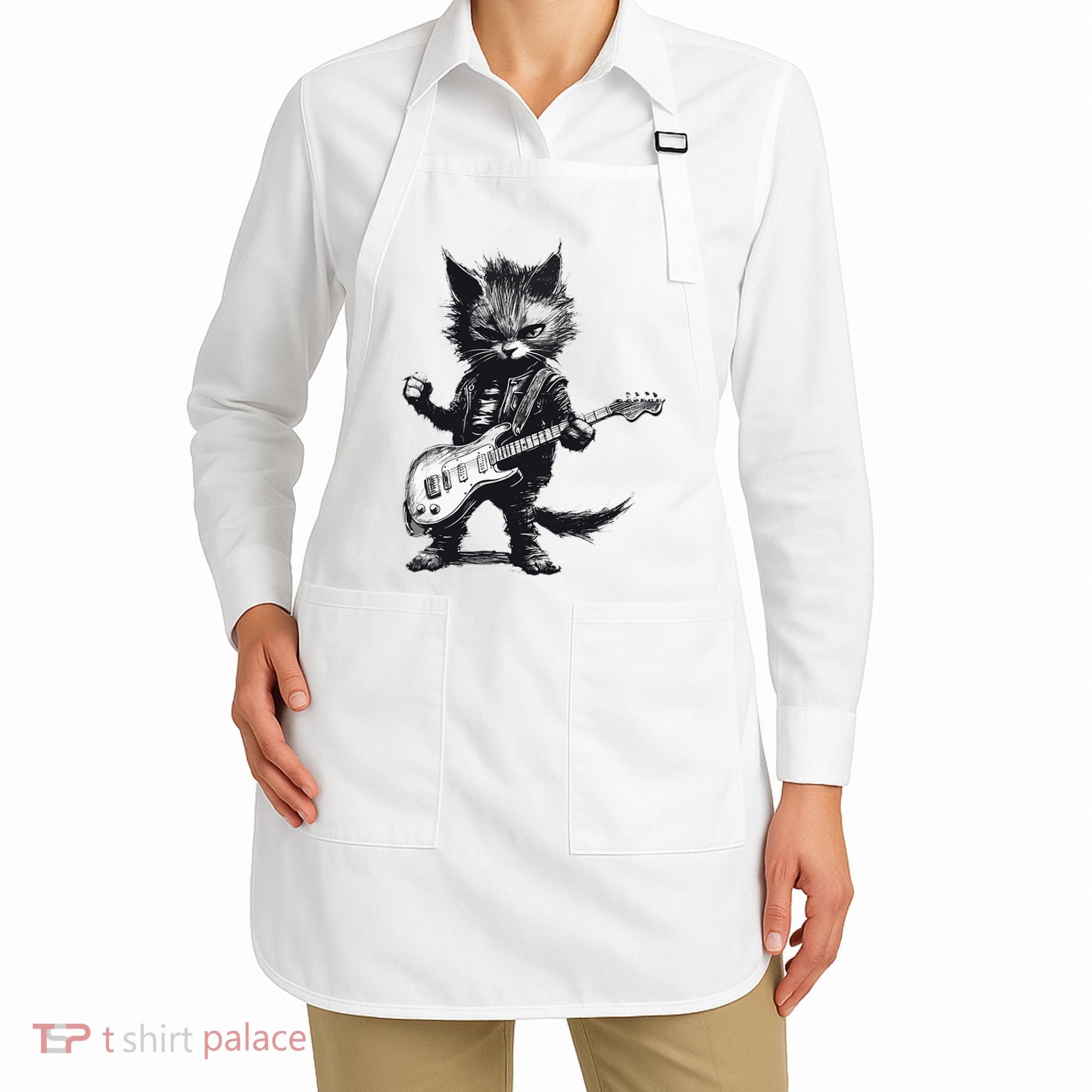 Rock And Roll Cat Guitar Apron
