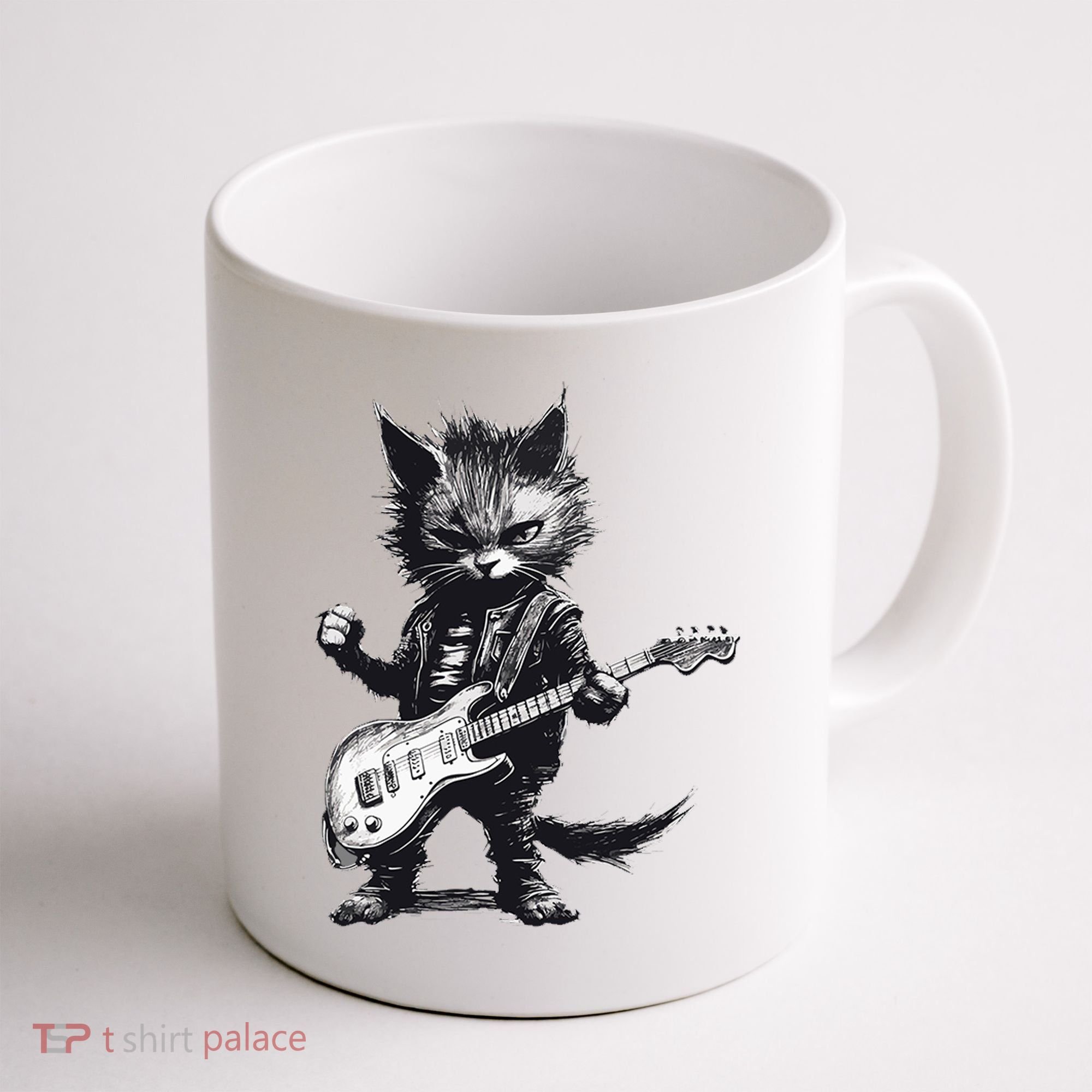 Rock And Roll Cat Guitar Coffee Mug