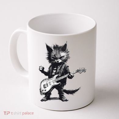 Rock And Roll Cat Guitar Coffee Mug