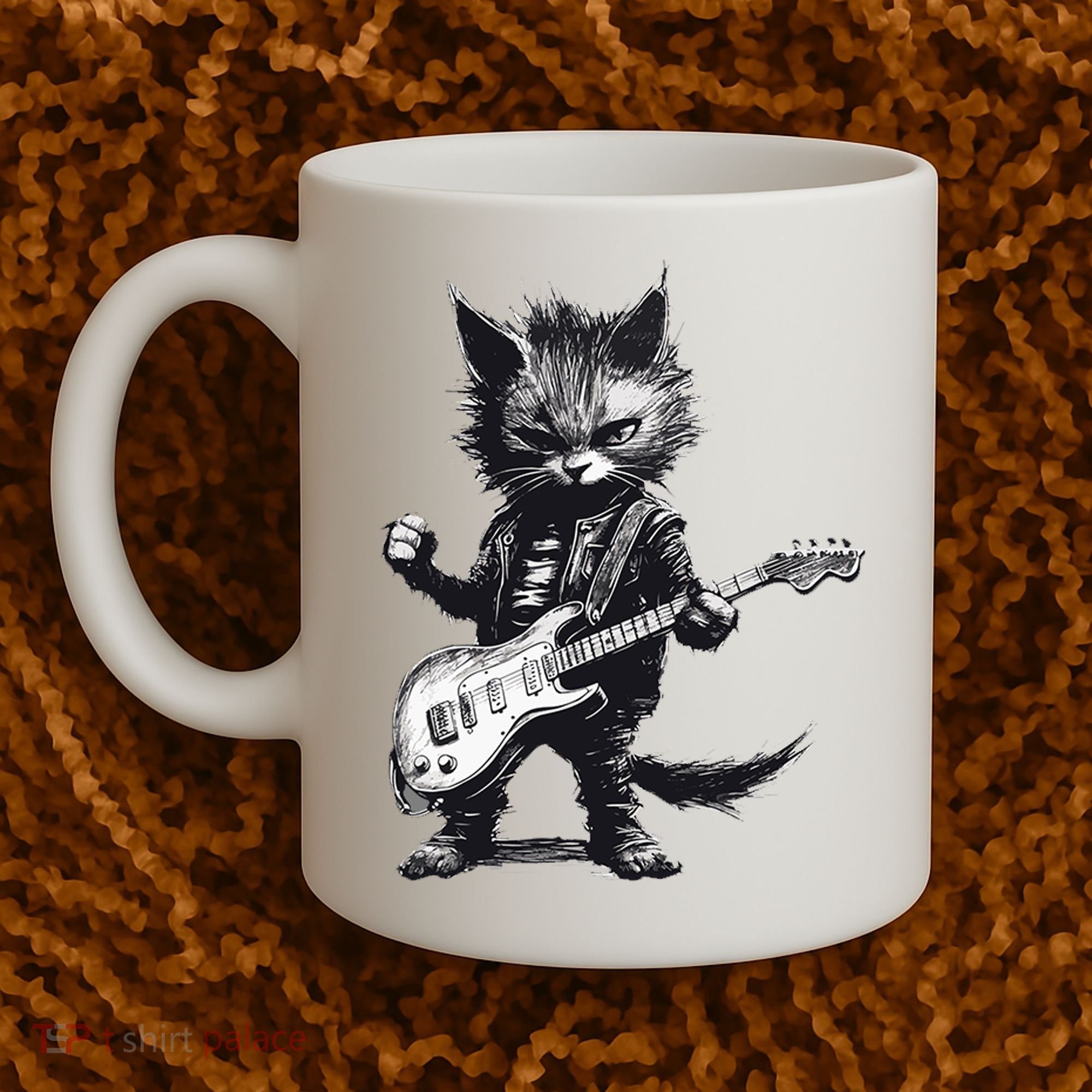 Rock And Roll Cat Guitar Coffee Mug