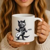 Rock And Roll Cat Guitar Coffee Mug thumb 3