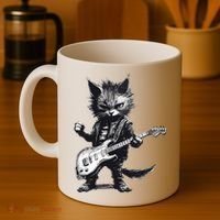 Rock And Roll Cat Guitar Coffee Mug thumb 4