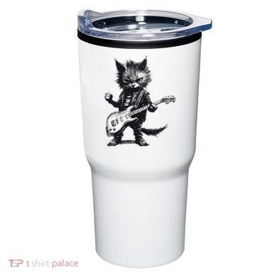 Rock And Roll Cat Guitar Tumbler